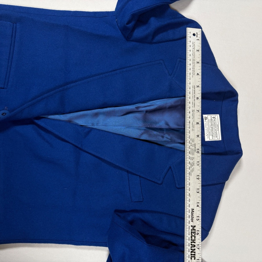 Vtg Miss Pendleton Wool Blazer Jacket Womens Royal Cobalt Blue Crop Small 4 6 - Picture 6 of 12
